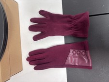 Women's Gloves Solid Burgundy With 3 Buttons On Top At Wrist-ONE SIZE