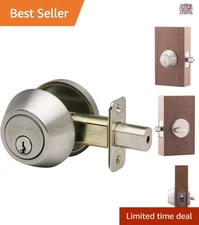 Single Cylinder Deadbolt Satin Stainless Steel Security Entry Door Garage