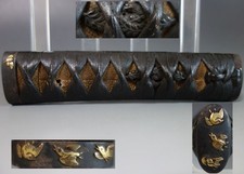 Tsuka Griff Brücke Fuchi Kashira Farn Menuki Samura Schwert passend Tsuba