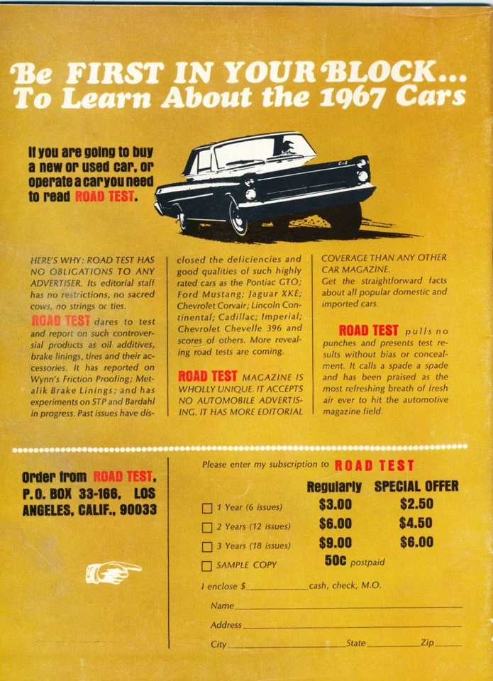 Road Test December 1966 Ford, Chevrolet, Dodge, Pontiac Plymouth 1967 Cars - Image 2 of 4