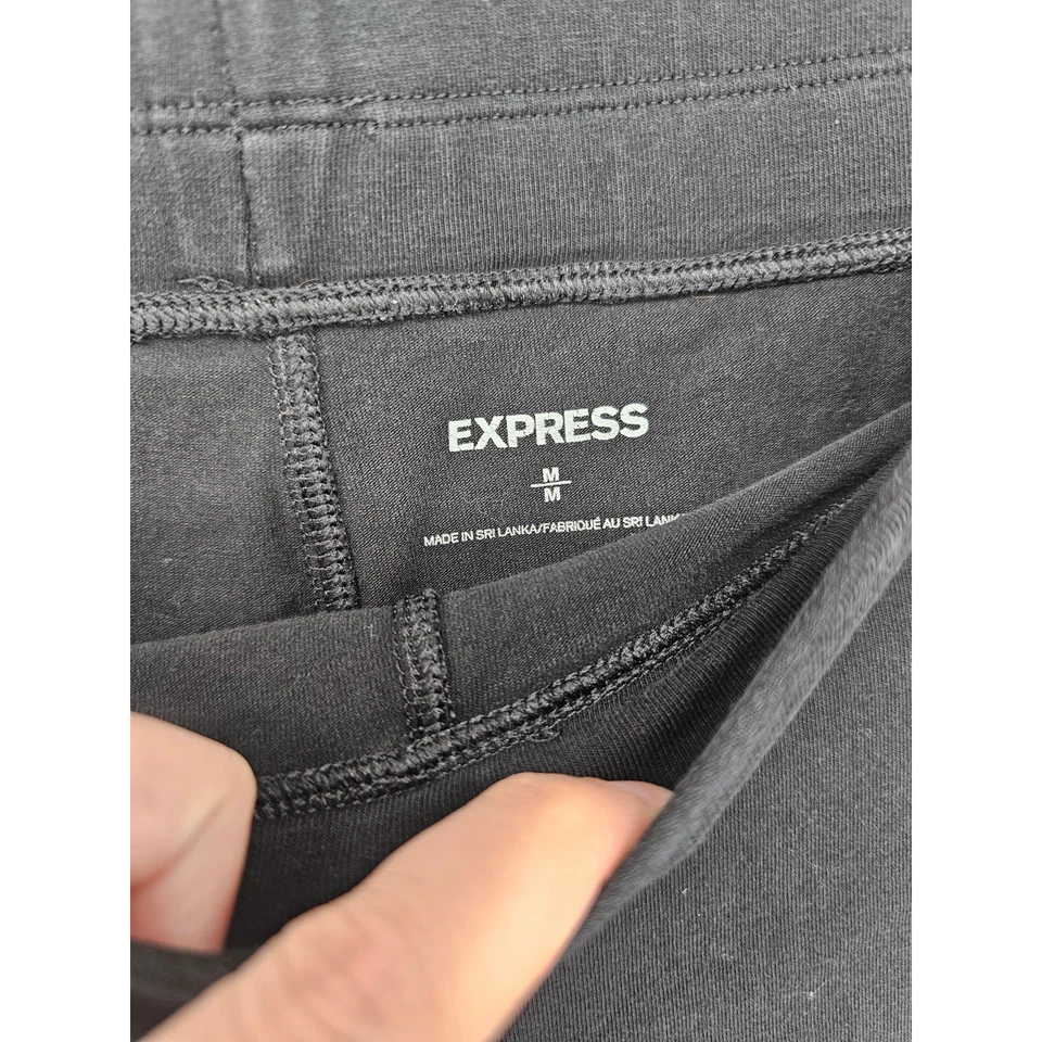 Express Womens Sz M Pull On Solid Black Full Length Leggings - Image 2 of 3