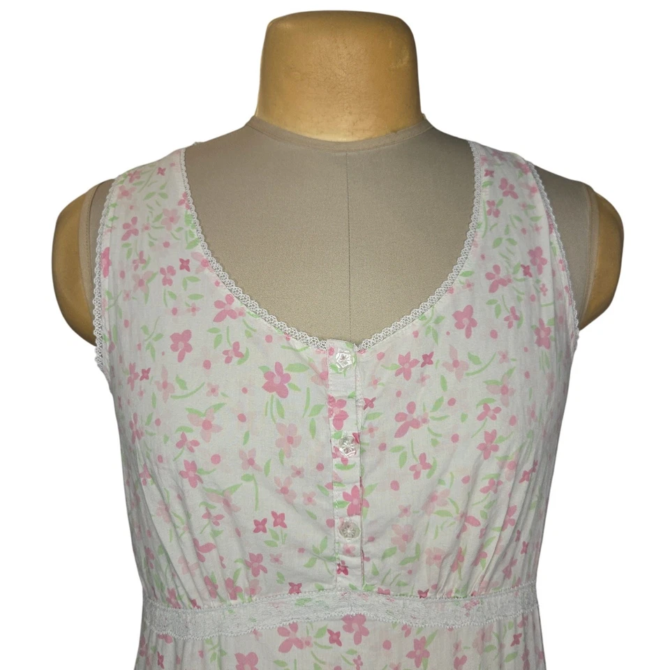 Vtg Laura Ashley Parisian Floral Cotton Nightgown Medium Cottagecore Prairie Y2K - Image 3 of 4