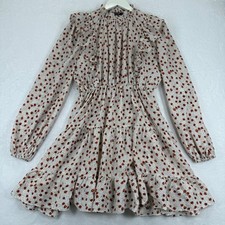 Nasty Gal Collection Floral Ruffle Mini Dress Size 6 Orange Cream Long Sleeve