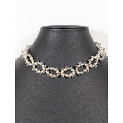 Express Glass Rhinestone Necklace 17'' Silver Tone Statement Chain Choker
