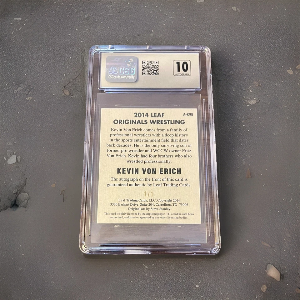 Leaf Originals Wrestling Kevin Von Erich 2014 automático alternativo negro 1/1 CSG 9,5 Foto 2 de 2