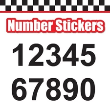 1-3 Digit Number Vinyl Die Cut Sticker x3 3"-16" Height Red Gray White 1129S