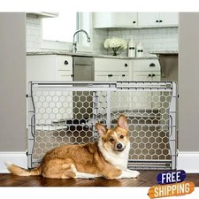 28-42" Expandable Pet Gate Adjustable Sturdy Compact Hallway Indoor Plastic New