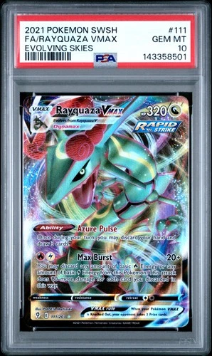 2021 Pokemon Sword & Shield Evolving Skies #111 Fa/Rayquaza Vmax PSA 10