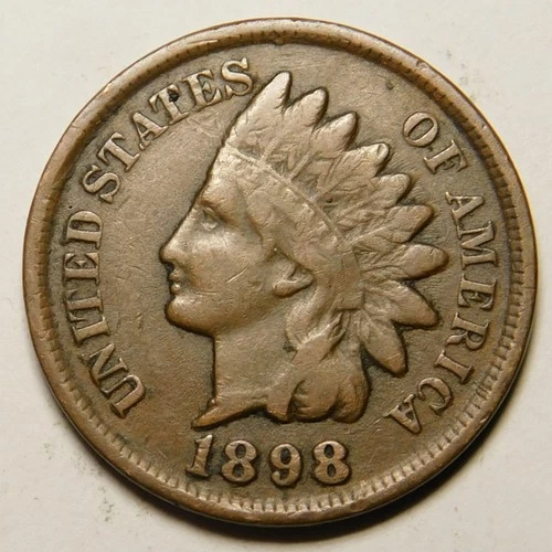 1898 Indian Head Cent Penny F-VF  "Actual Coin Pictured"