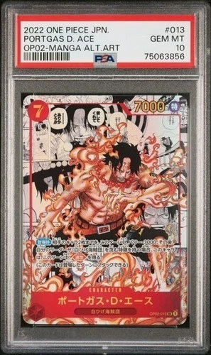 MANGA ALT ART PORTGAS D. ACE One Piece OP02 Paramount War Japanese #013 PSA 10