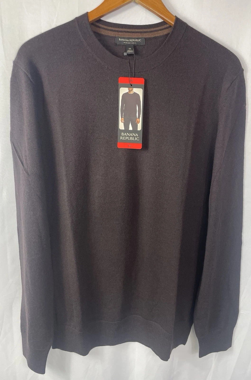 Banana Republic Men's Brown Size MEDIUM Merino Wool Crewneck Sweater NWT