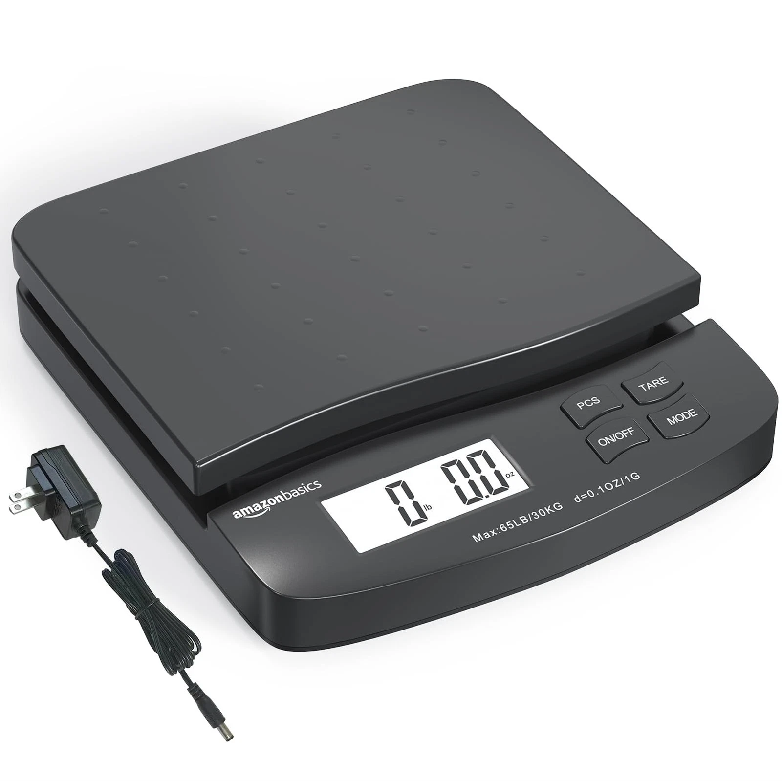 Amazon Basics Digital Postal Shipping Scale with Tare 65 pound, Black