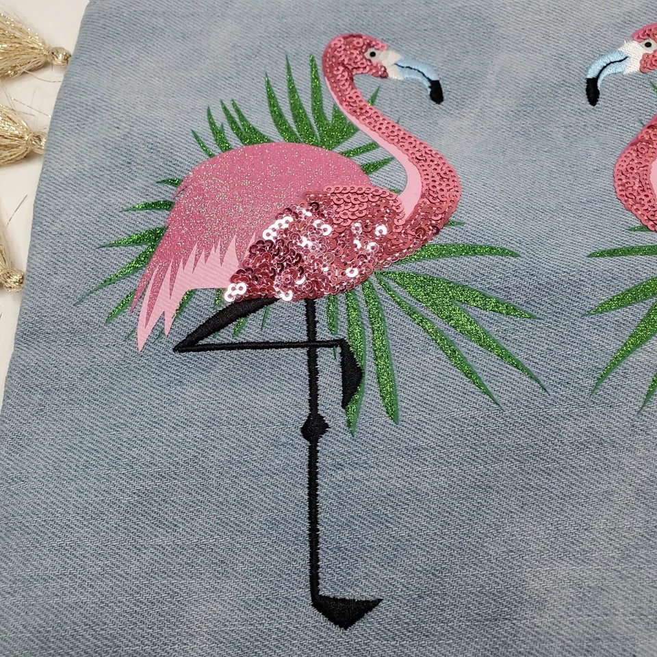 Bolsa de viaje Express rosa flamenco azul denim maquillaje Foto 2 de 4