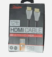 Rocketfish 12ft HDMI Cable, 4K Ultra HD & HDR, In-Wall Rated, Ethernet