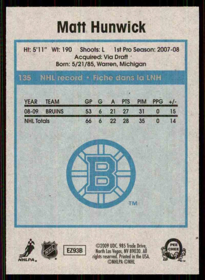 2009-10 O-PEE-CHEE RETRO MATT HUNWICK #135 - Image 2 of 2