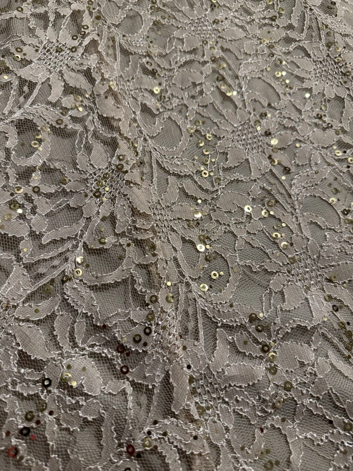 Midnight Velvet Lace Sequin Fit And Flare Dress Taupe Size 16 - Image 3 of 4