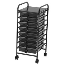 Utility Cart with Rolling Storage Art Craft Organizer 8 Drawers Black