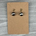 Vtg Earrings Beaded Stud Dangle Black White Striped Fashion Costume Jewelry