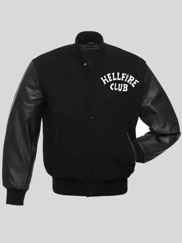 Handmade TV Series Stranger Things Hellfire Club Black Varsity Handmade TV Series Stranger Things Hellfire Club Black Varsity