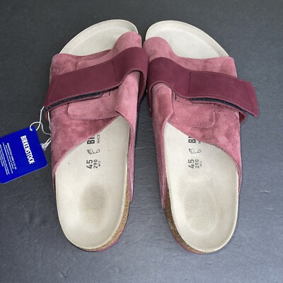 New Birkenstock Kyoto Burgundy Suede Leather Sandals Men display picture 1