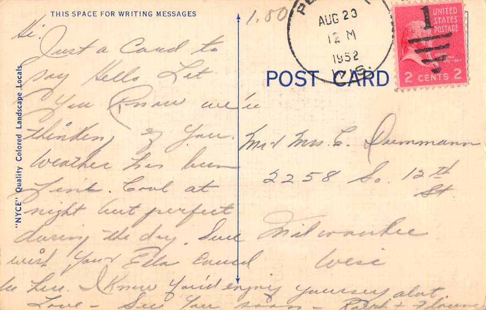 Pembine Wisconsin Sunset Waterfront Greeting Antique Postcard K101196