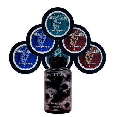 Jake's Mint Herbal Chew Wintergreen Mint Cinnamon Pouches 2 Each & Spittoon