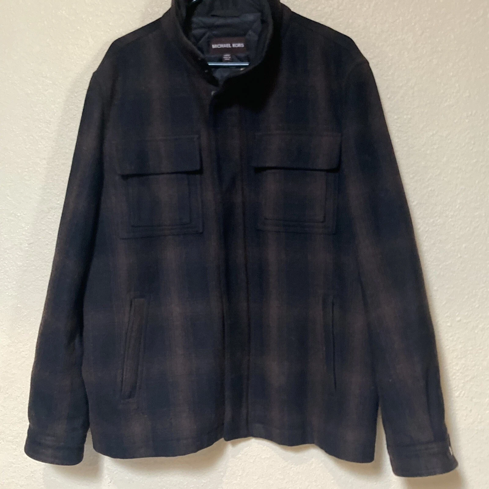 Giacca hipster Michael Kors Alhambra lana cappotto P tartan a quadri nero verde large