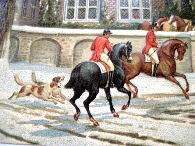 Gorgeous Large 1800's Die Cut -Charming House, Dogs, Horses, Carriage & People * Foto 3 de 4