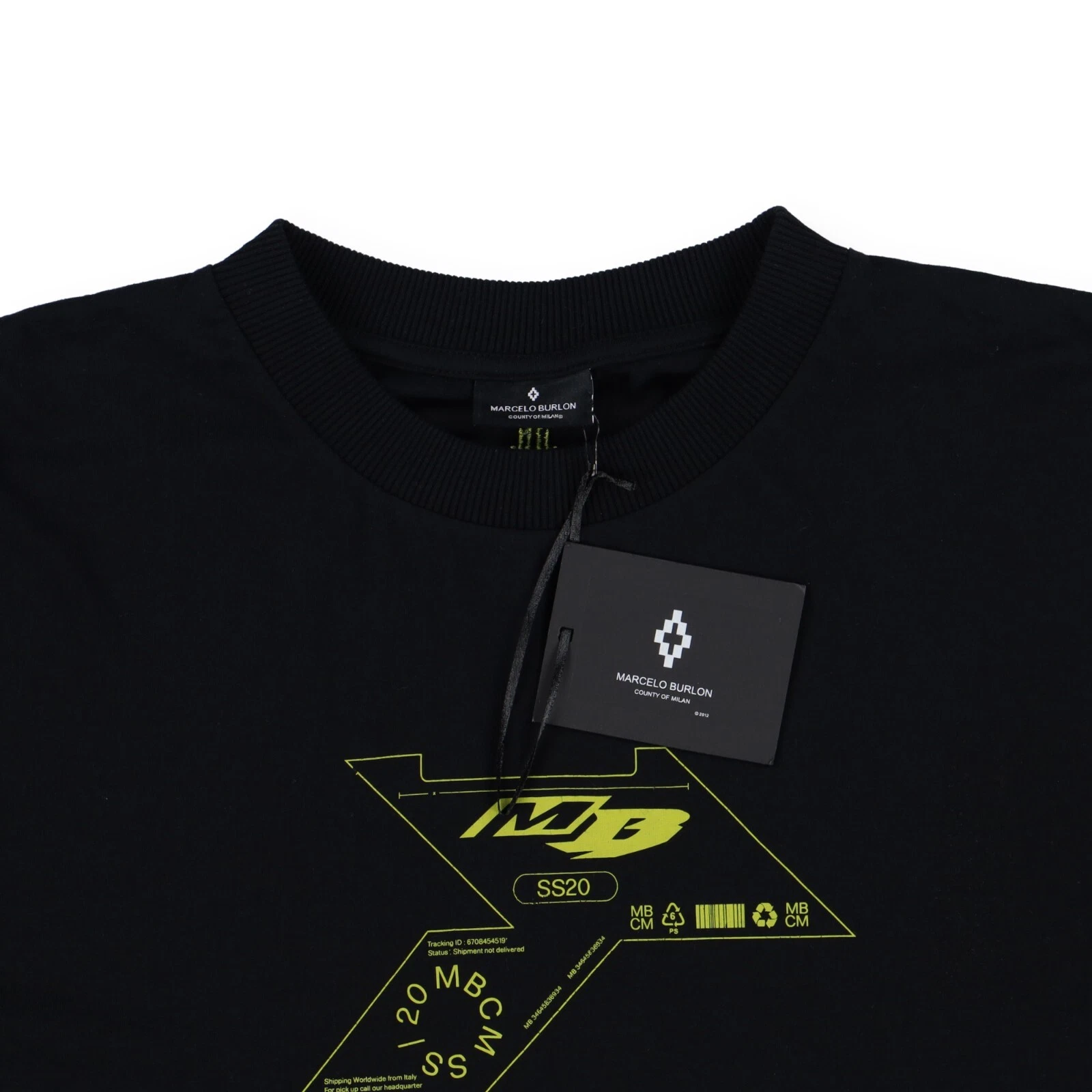 T shirt Marcelo Burlon nera a forma di logo a punta Taglia M SS20 PREZZO AL PUBBLICO $300