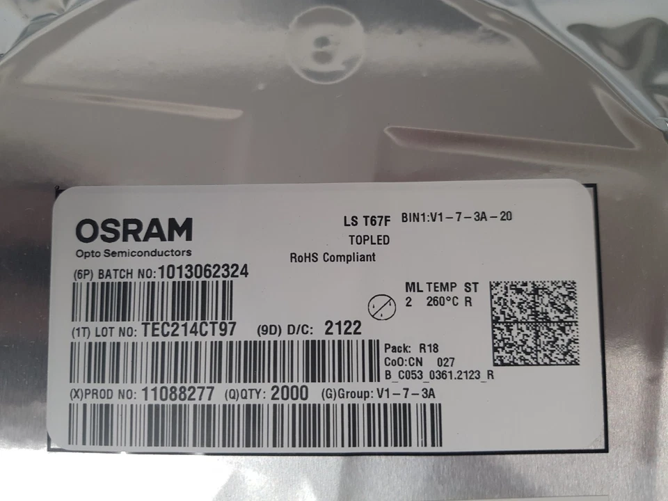 OSRAM TOPLED RED CLEAR 2PLCC SMD 2000 Stück (0,084 €/Stück) _0,7_3 - Bild 3 von 4