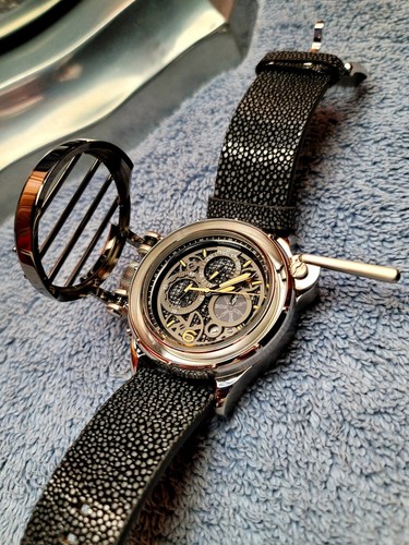 Invicta Vintage Crossbar Mens 52mm Gunmetal Leather Chronograph