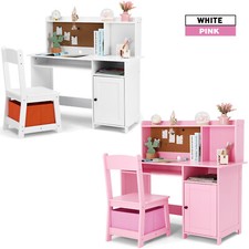 JOYLDIAS Kinderschreibtisch aus Holz, Kinder Schreibtisch mit Stuhl 2 Farbe