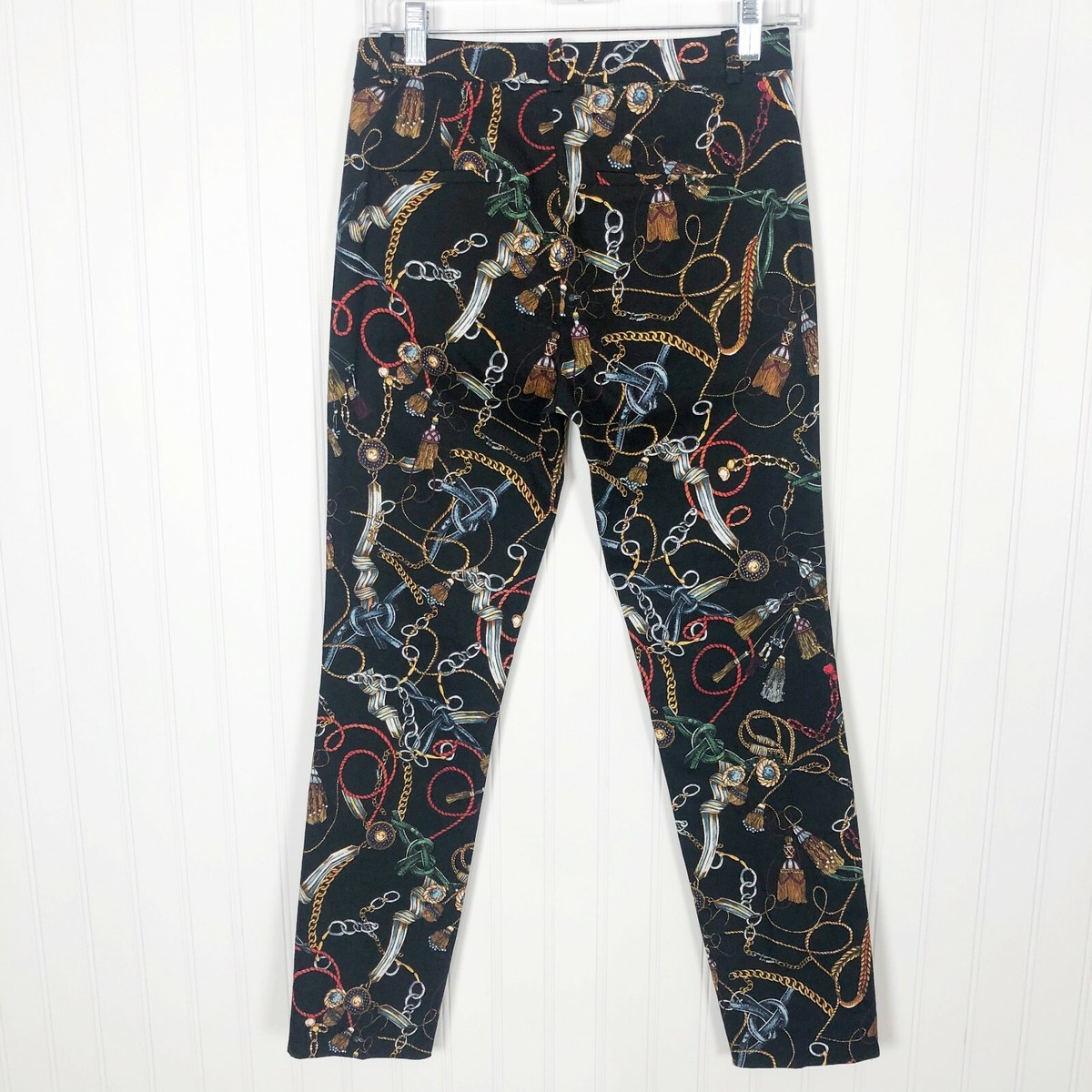 zara black cigarette pants Zara Chain Print Cigarette Pants Women's Size XS Black