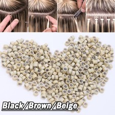 1000PCS Silicone I Tip Micro Ring Link Beads for I Tip Hair Extensions Beige US