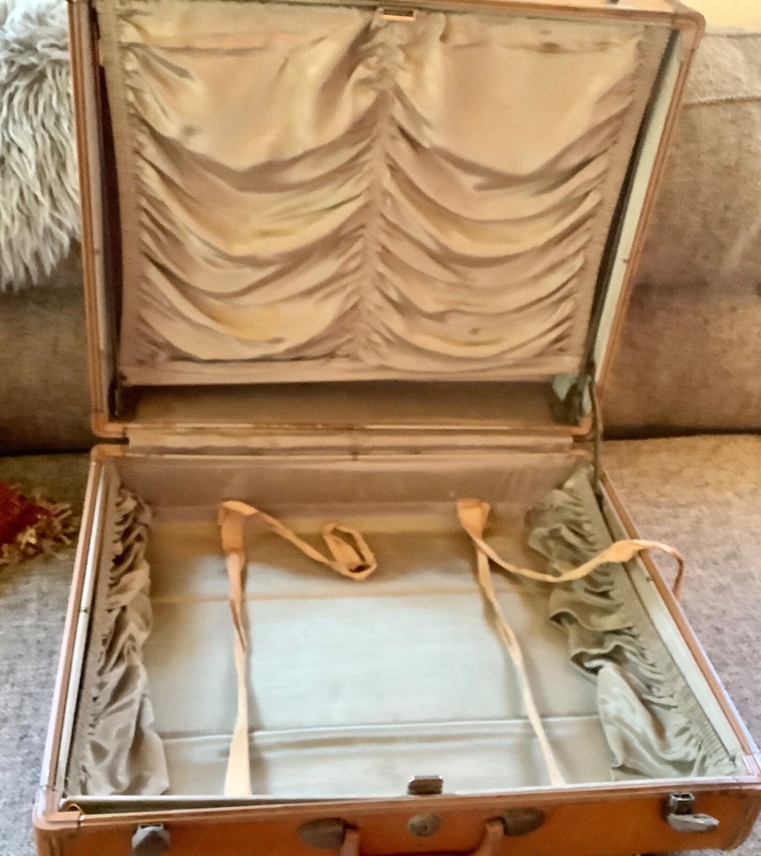 Valise Vintage Samsonite Schwayder Bros - Marron Et Rouge - Années 40/50 - Occasion