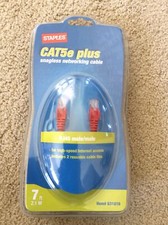 NEW CAT5e Plus Snagless Networking Cable RJ45 male/male 7  Red 631016 Staples