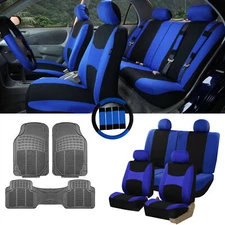 FH Group Cloth Car Seat Covers for Van Truck SUV Universal Fit w/ Floor Mats