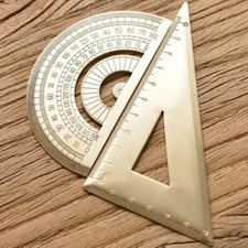 Hot Brass Triangle Ruler Protractor Construction Site Drawing Student Stationery