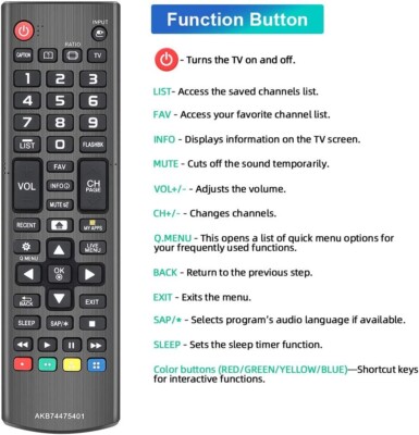 lR Remote Control Replace For LG LCD 4K LED Smart TVs AKB74915305