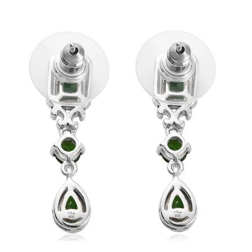 Natural Chrome Diopside Dangle Earrings in Platinum Over Sterling Silver 2.75ctw - Image 3 of 4