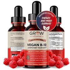 Grow Vitamin Vegan Vitamin B12 Sublingual Liquid Drops by grow vitamin