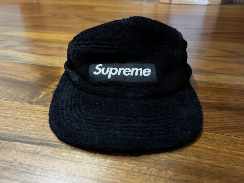 Authentic Supreme Hat - Terry Side Mesh Panel Camp Cap - Black Wool FW 15 Black - Picture 1 of 2