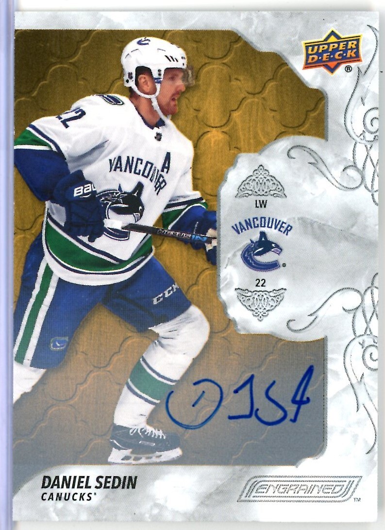 2019-20 Upper Deck Engrained Autographs Oak #37 Daniel Sedin AUTO - CANUCKS