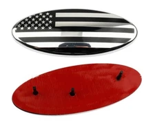 9'' Silver Black USA Flag Aluminum Front Grille Tailgate Badge Fits 04-14 F150
