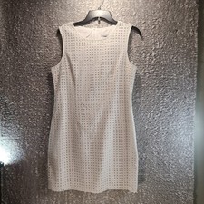 Alfred Sung White Square Eyelet Lace Shift Dress Lined Size 12 Cotton