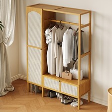 Wardrobe 2 Drawers W/ Door Clothes Storage & Hanging Rail Bedroom Furniture