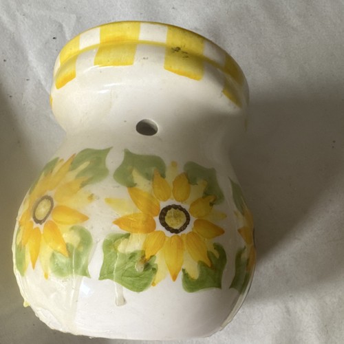 Ceramic Sunflower Floral Candle Wax Warmer, Yellow/White, Small Round Decorative - Picture 2 of 5