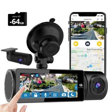 Z-Edge T3P 4K Dash Cam 3-Channel Touch Screen GPS Super Capacitor IR  64GB Card