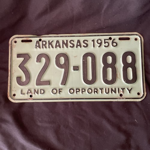VINTAGE 1956 ARKANSAS LICENSE PLATE 329-088 ORIGINAL PAINT EXCELLENT CONDITION