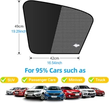 Car Window Shades for Side Window Magnetic Half Blackout & Half See-Through D...
